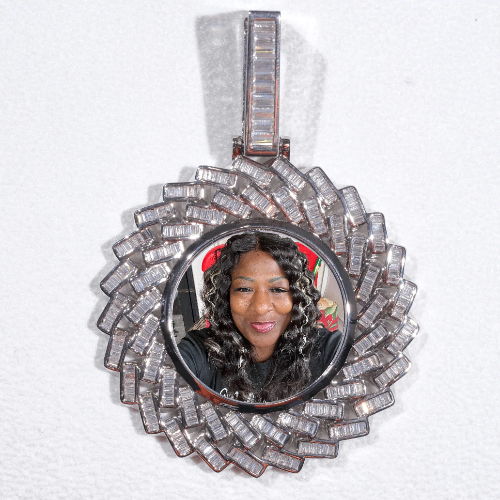 Large 3D Baguette Custom Picture Pendant