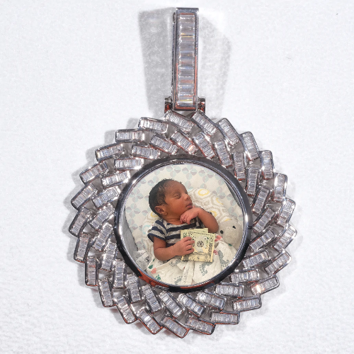 Large 3D Baguette Custom Picture Pendant