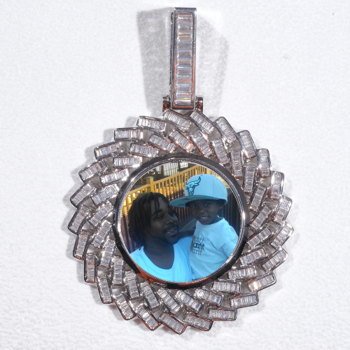 Large 3D Baguette Custom Picture Pendant