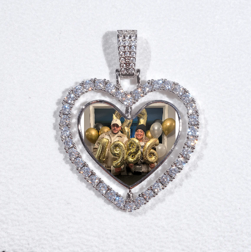 3D Spinning 2-Faced Heart Custom Picture Pendant