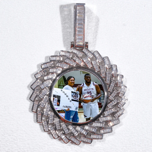 Large 3D Baguette Custom Picture Pendant