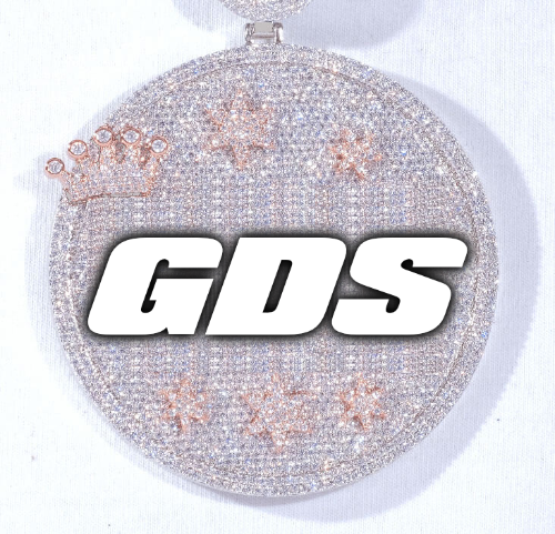 CUSTOM LETTER NECKLACE 3D BIG CROWN DISC