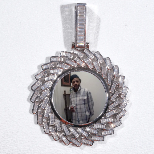 Large 3D Baguette Custom Picture Pendant