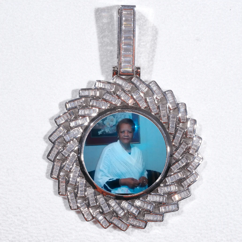 Large 3D Baguette Custom Picture Pendant