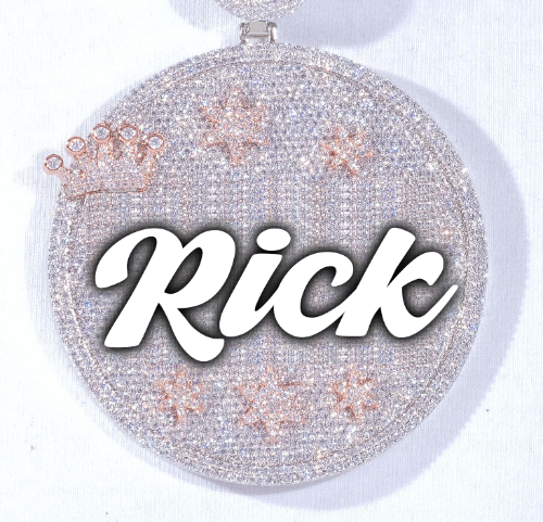 CUSTOM LETTER NECKLACE 3D BIG CROWN DISC