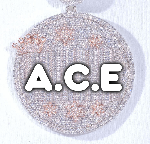 CUSTOM LETTER NECKLACE 3D BIG CROWN DISC