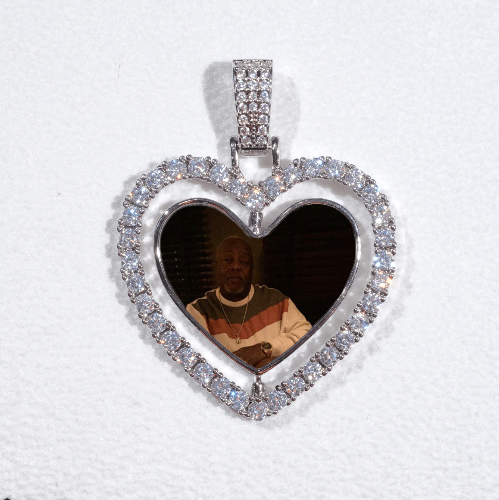 3D Spinning 2-Faced Heart Custom Picture Pendant