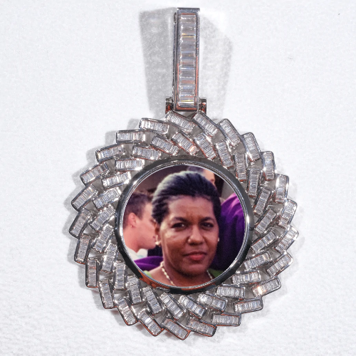 Large 3D Baguette Custom Picture Pendant