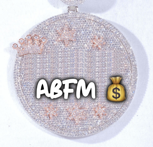 CUSTOM LETTER NECKLACE 3D BIG CROWN DISC