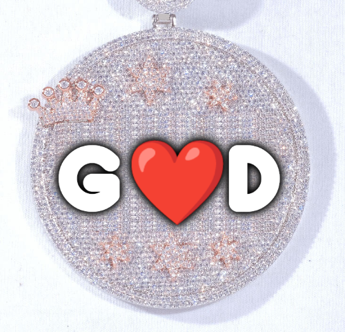 CUSTOM LETTER NECKLACE 3D BIG CROWN DISC