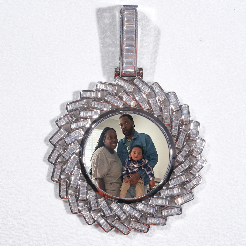 Large 3D Baguette Custom Picture Pendant