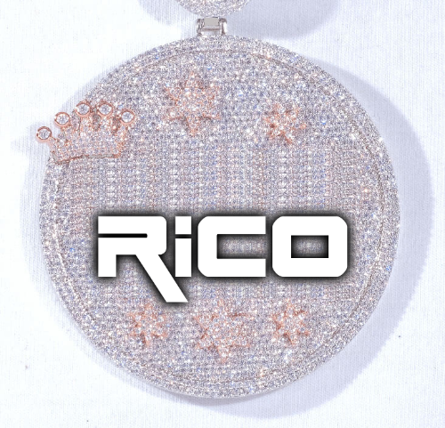 CUSTOM LETTER NECKLACE 3D BIG CROWN DISC
