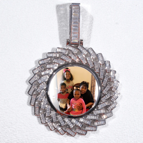 Large 3D Baguette Custom Picture Pendant