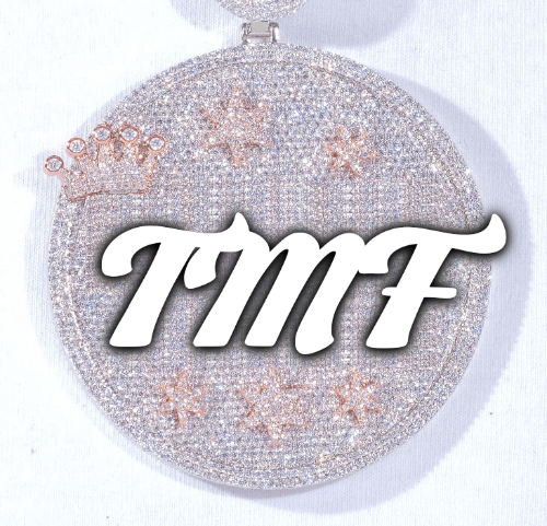 CUSTOM LETTER NECKLACE 3D BIG CROWN DISC