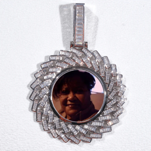 Large 3D Baguette Custom Picture Pendant