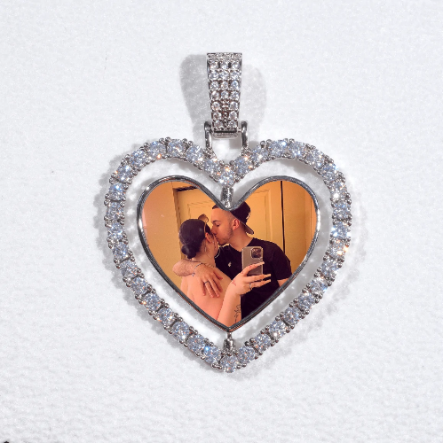 3D Spinning 2-Faced Heart Custom Picture Pendant