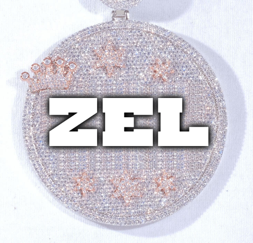 CUSTOM LETTER NECKLACE 3D BIG CROWN DISC