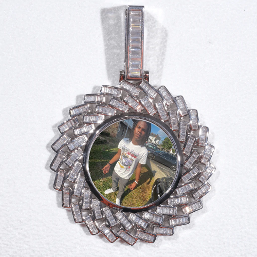Large 3D Baguette Custom Picture Pendant