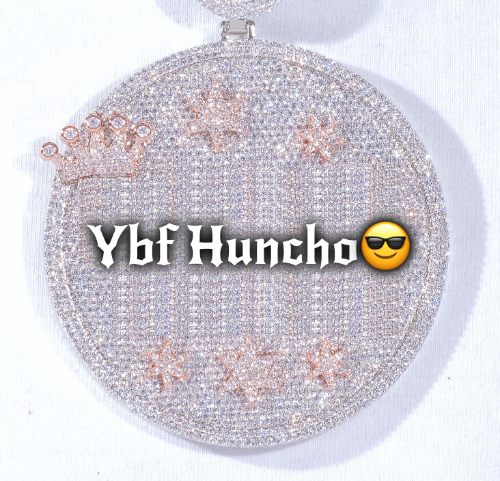 CUSTOM LETTER NECKLACE 3D BIG CROWN DISC