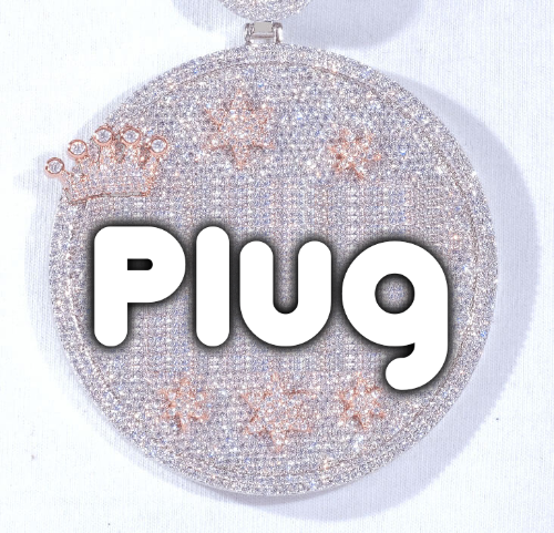 CUSTOM LETTER NECKLACE 3D BIG CROWN DISC