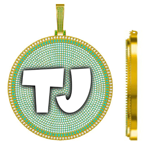 CUSTOM LETTER NECKLACE 3D BIG DISC