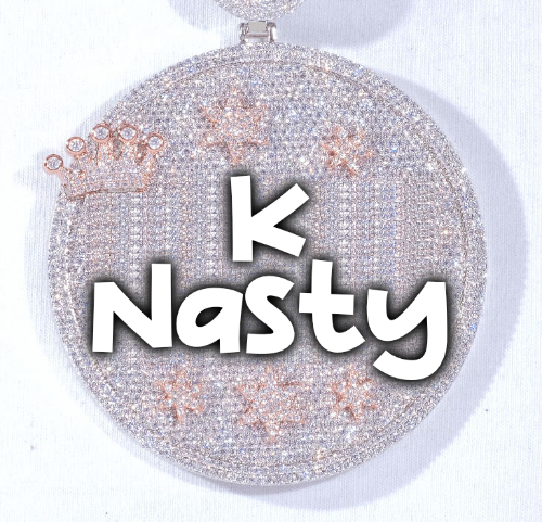 CUSTOM LETTER NECKLACE 3D BIG CROWN DISC