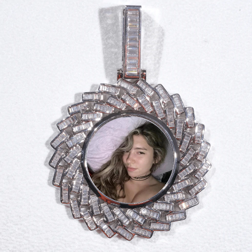 Large 3D Baguette Custom Picture Pendant