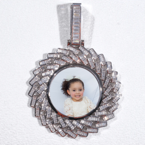 Large 3D Baguette Custom Picture Pendant
