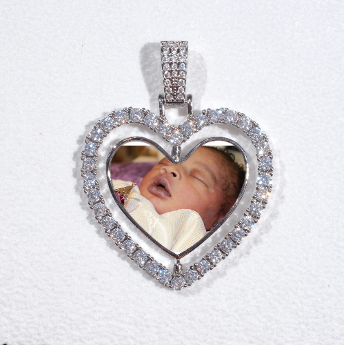3D Spinning 2-Faced Heart Custom Picture Pendant