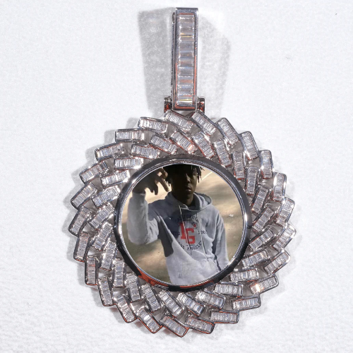 Large 3D Baguette Custom Picture Pendant