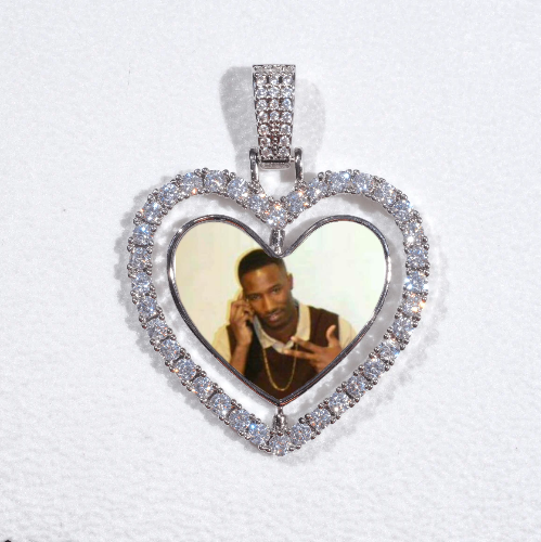 3D Spinning 2-Faced Heart Custom Picture Pendant