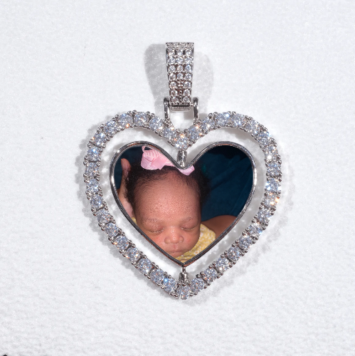 3D Spinning 2-Faced Heart Custom Picture Pendant