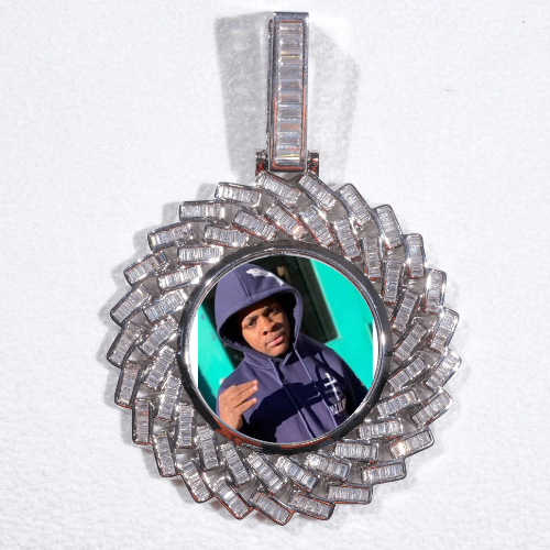 Large 3D Baguette Custom Picture Pendant