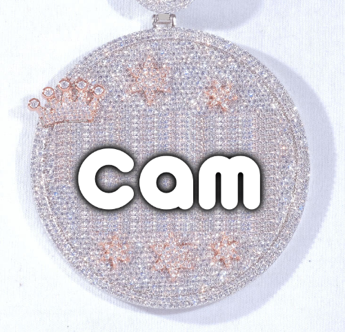 CUSTOM LETTER NECKLACE 3D BIG CROWN DISC