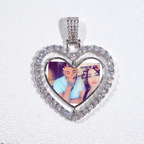 3D Spinning 2-Faced Heart Custom Picture Pendant