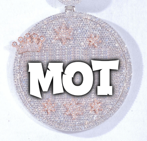 CUSTOM LETTER NECKLACE 3D BIG CROWN DISC