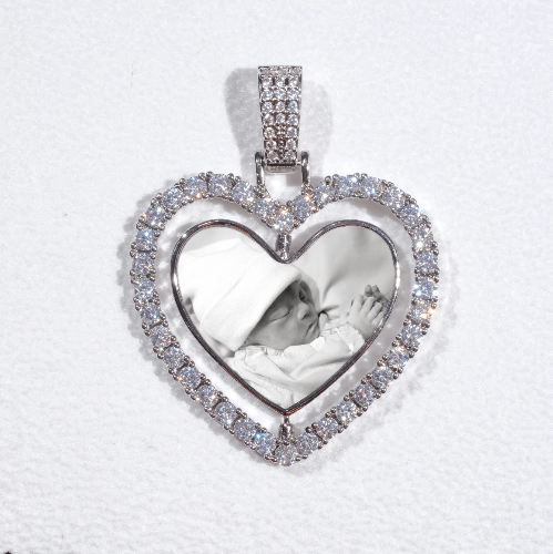 3D Spinning 2-Faced Heart Custom Picture Pendant