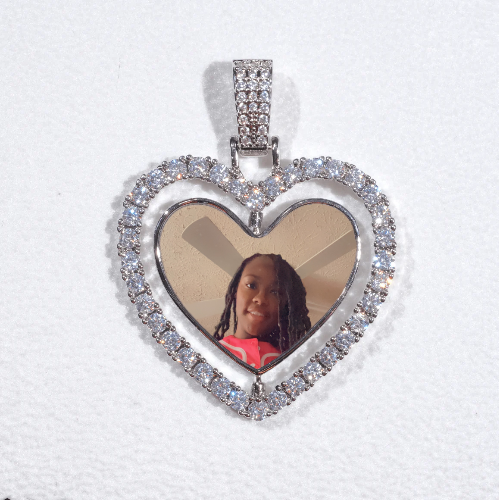 3D Spinning 2-Faced Heart Custom Picture Pendant