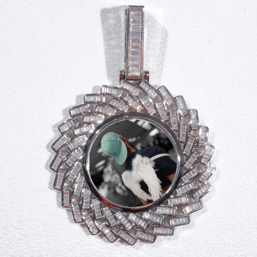 Large 3D Baguette Custom Picture Pendant