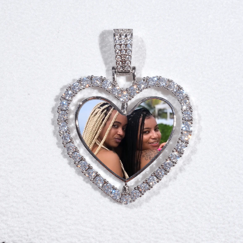 3D Spinning 2-Faced Heart Custom Picture Pendant