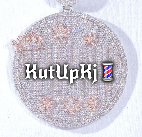 CUSTOM LETTER NECKLACE 3D BIG CROWN DISC