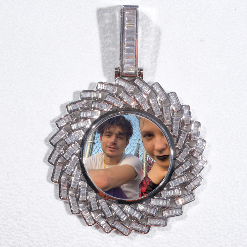 Large 3D Baguette Custom Picture Pendant