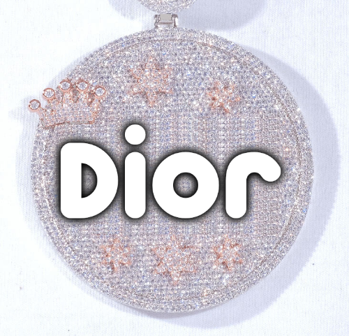 CUSTOM LETTER NECKLACE 3D BIG CROWN DISC