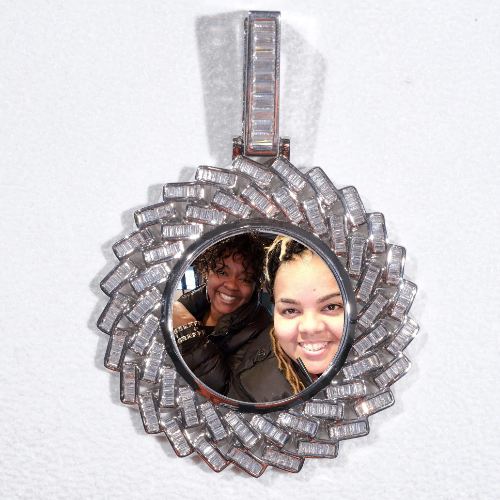 Large 3D Baguette Custom Picture Pendant