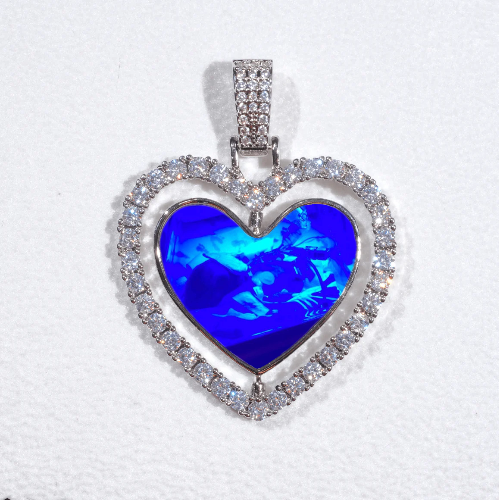 3D Spinning 2-Faced Heart Custom Picture Pendant