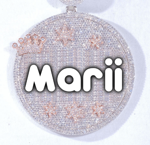 CUSTOM LETTER NECKLACE 3D BIG CROWN DISC