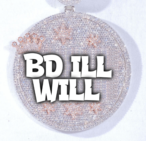 CUSTOM LETTER NECKLACE 3D BIG CROWN DISC