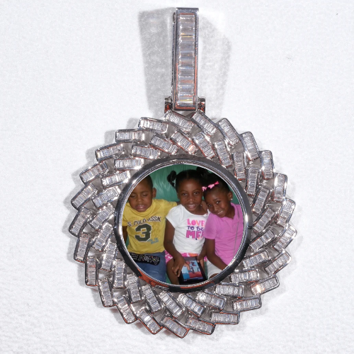 Large 3D Baguette Custom Picture Pendant