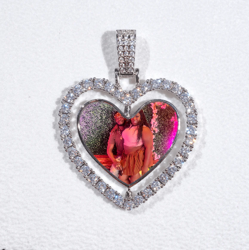 3D Spinning 2-Faced Heart Custom Picture Pendant