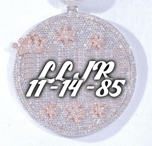 CUSTOM LETTER NECKLACE 3D BIG CROWN DISC